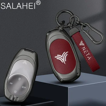 아연 합금 자동차 스마트 원격 키 포브 케이스 커버 쉘, Neta S 2022 Neta U-II 610 키리스 보호대 키체인 액세서리