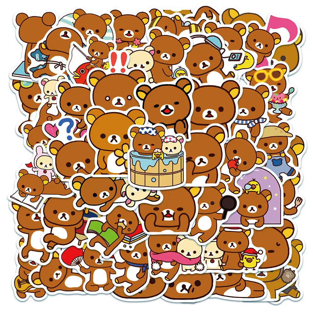 50/100PCS Kawaii Rilakkuma Bear Cute Cartoon Stickers for Guitar DIY TOY Bicycle Skateboard Laptop Luggage Decor 2
