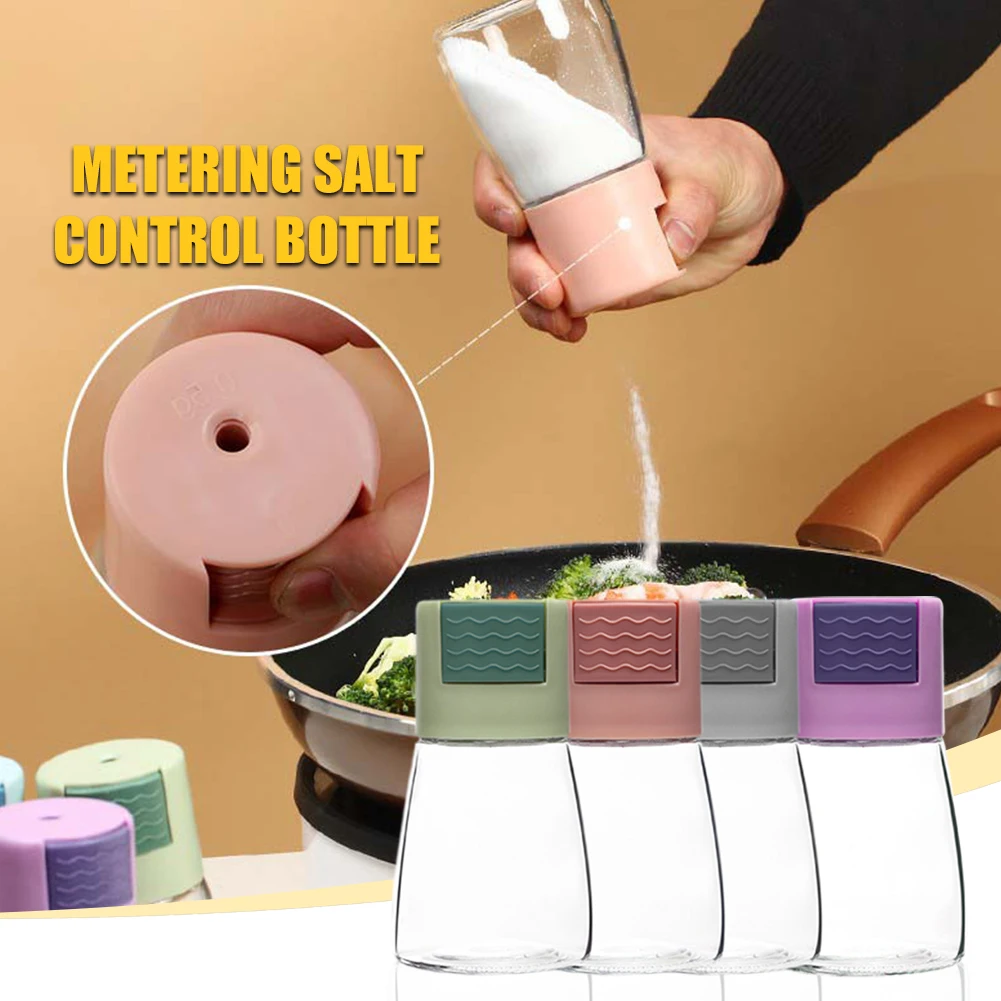 Metering Salt Shaker Press Type Quantitative Seasoning Bottle Glass Spice Salt Pepper Container Dispenser Kitchen Accessories|