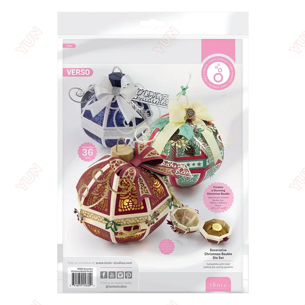 

2023 New Decorative Christmas Bauble Mold Set Handmade Greeting Card Embossing Making Paper Card Album DIY Craft Decoration