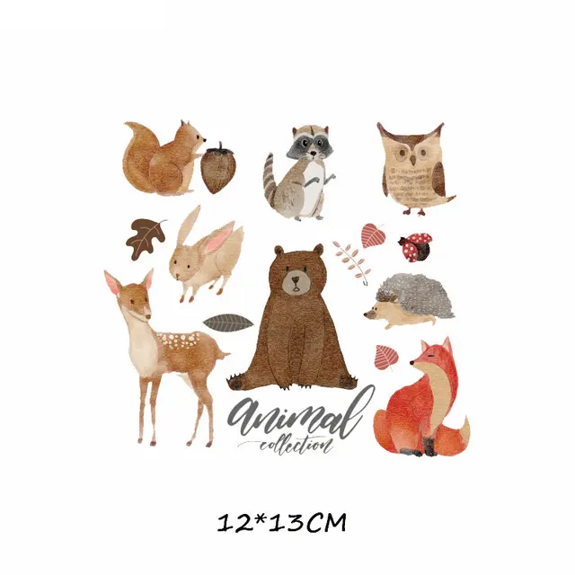 Cartoon Animal Patch Set Iron on Transfer Cute Unicorn Cat Owl Dog Flower Patches for Kids Girl Clothing T-shirt DIY Heat Press 358