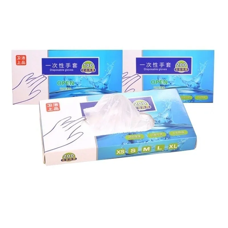 100PCS/Set Transparent Disposable Gloves Cooking Eco-friendly for Food Cleaning Kitchen Accessories Disposables Gloves