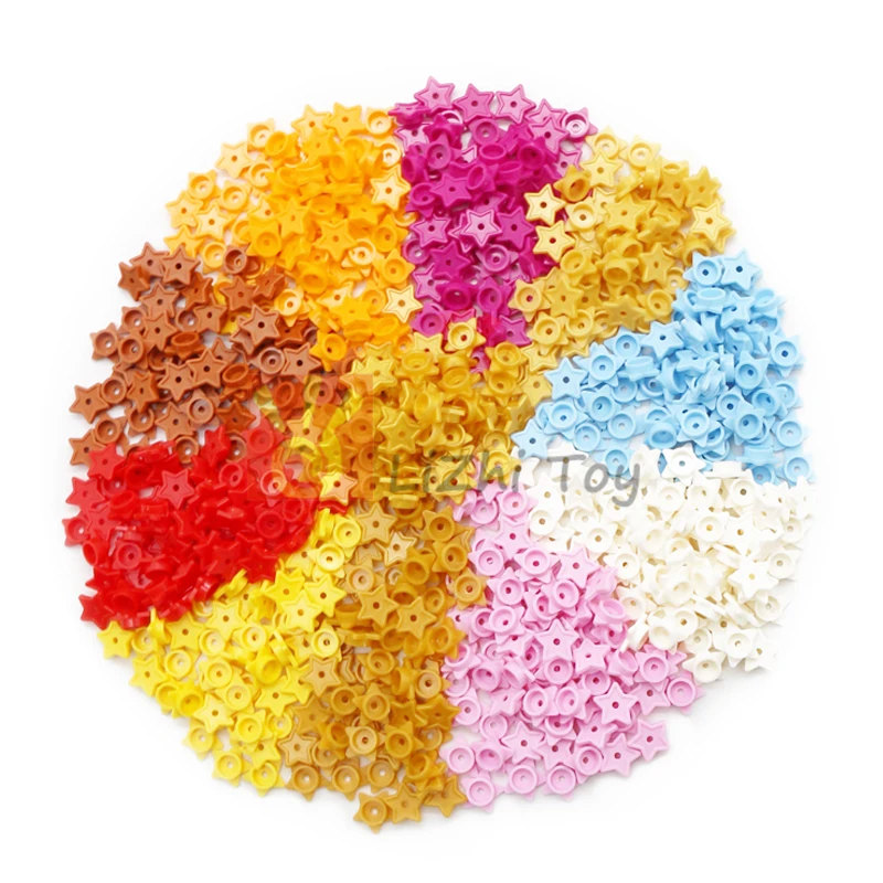 50pcs MOC 11609 Friends Plate Round 1x1 with Star and Small Pin Hole City Christmas View Bricks Building Blocks Compatible Toys
