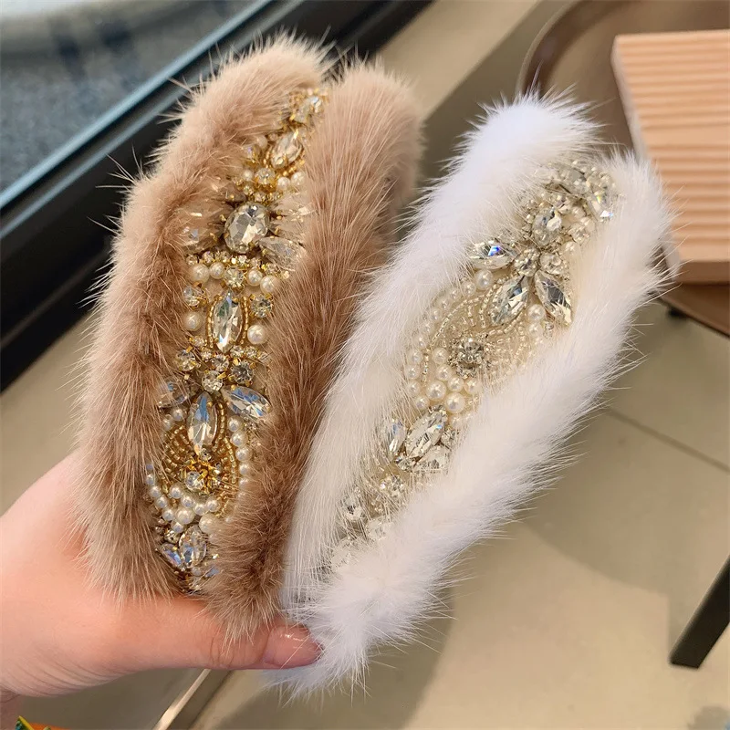 

Women Hairbands Mink hair hoop new for autumn and winter