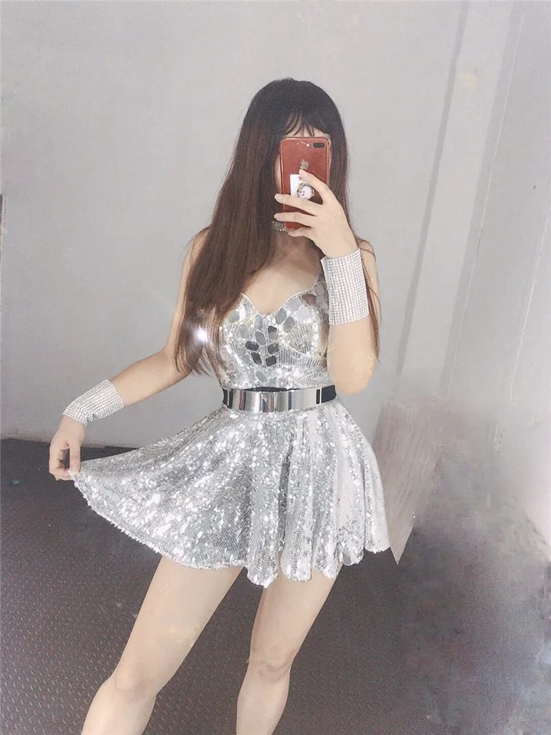 

Новый Блестящий костюм для бара, диджея, ночного клуба, женское танцевальное платье для певицы, ГОГО, сексуальный костюм с блестками для принцессы, костюм для певицы, одежда для диджея