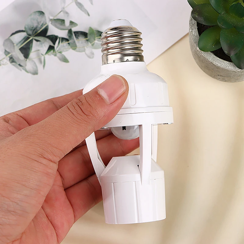 Motion Sensor Led Lamp Base E27 Socket Converter AC 85 265V Adjustable PIR Human Induction