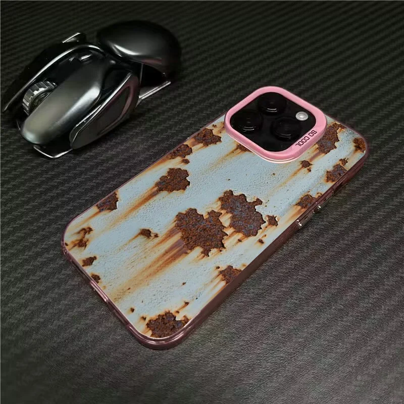 INS Creative 3D Rusty Metal Effect Anti-Fall Matte Phone Case