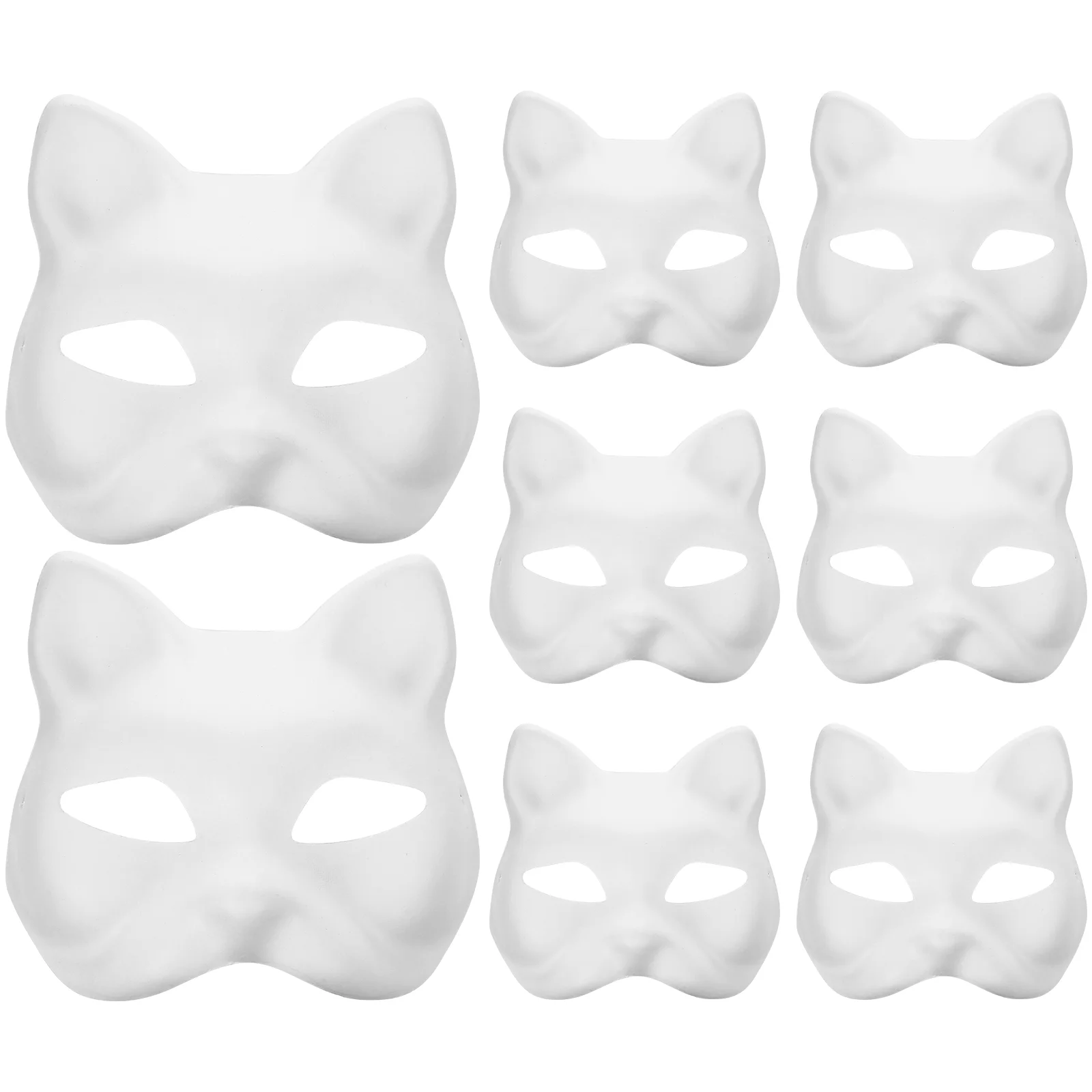 

8pcs Cat Face DIY Paintable Masks Cosplay Accessories for Party Pulp Masks
