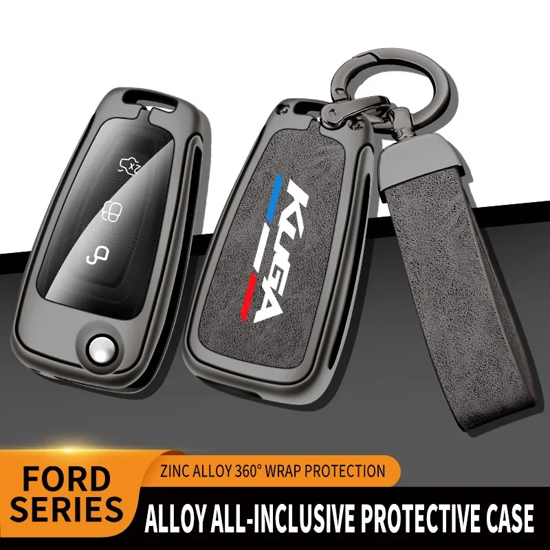 

New Auto TPU Zinc Alloy Key Case Bag For Ford KUGA Logo Car Key Chain Car Metal Key Shell Car Interior Decoration Accessories