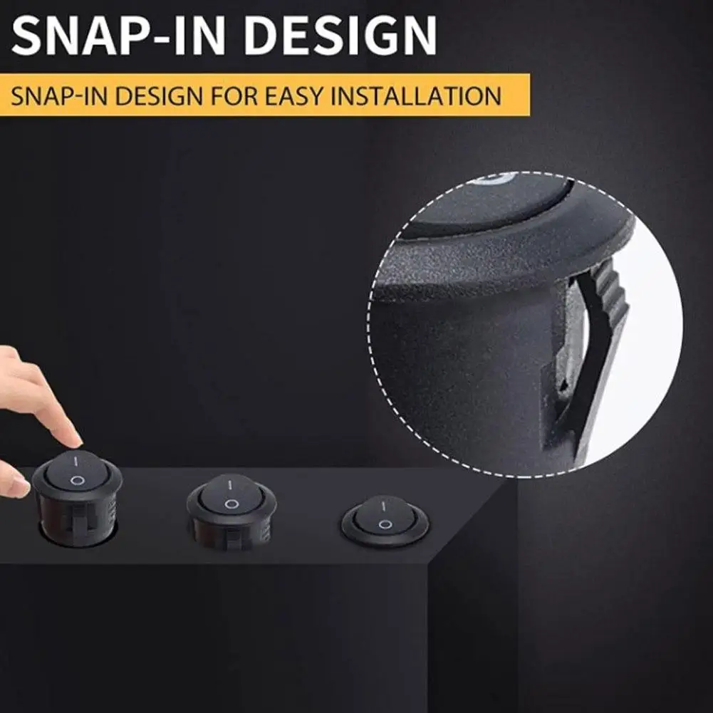 5/10PCS 전원 로커 온-오프 스위치 스위치 20MM 라운드 125V 2핀 터미널 크림프 로커 열 스위치 250V 스위치 A7Q0