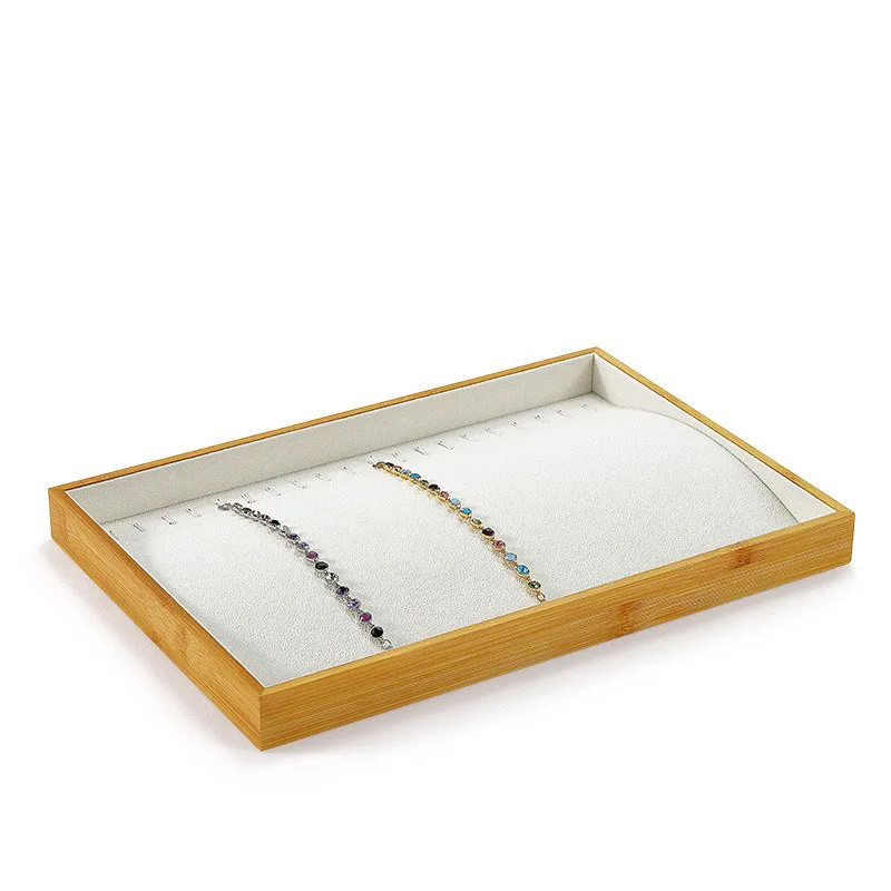 Wooden Jewelry Ring Display Tray Necklace Bracelet Earrings Storage Tray Trinkets Showcase Props for Exhibitors Jeweler Sellers