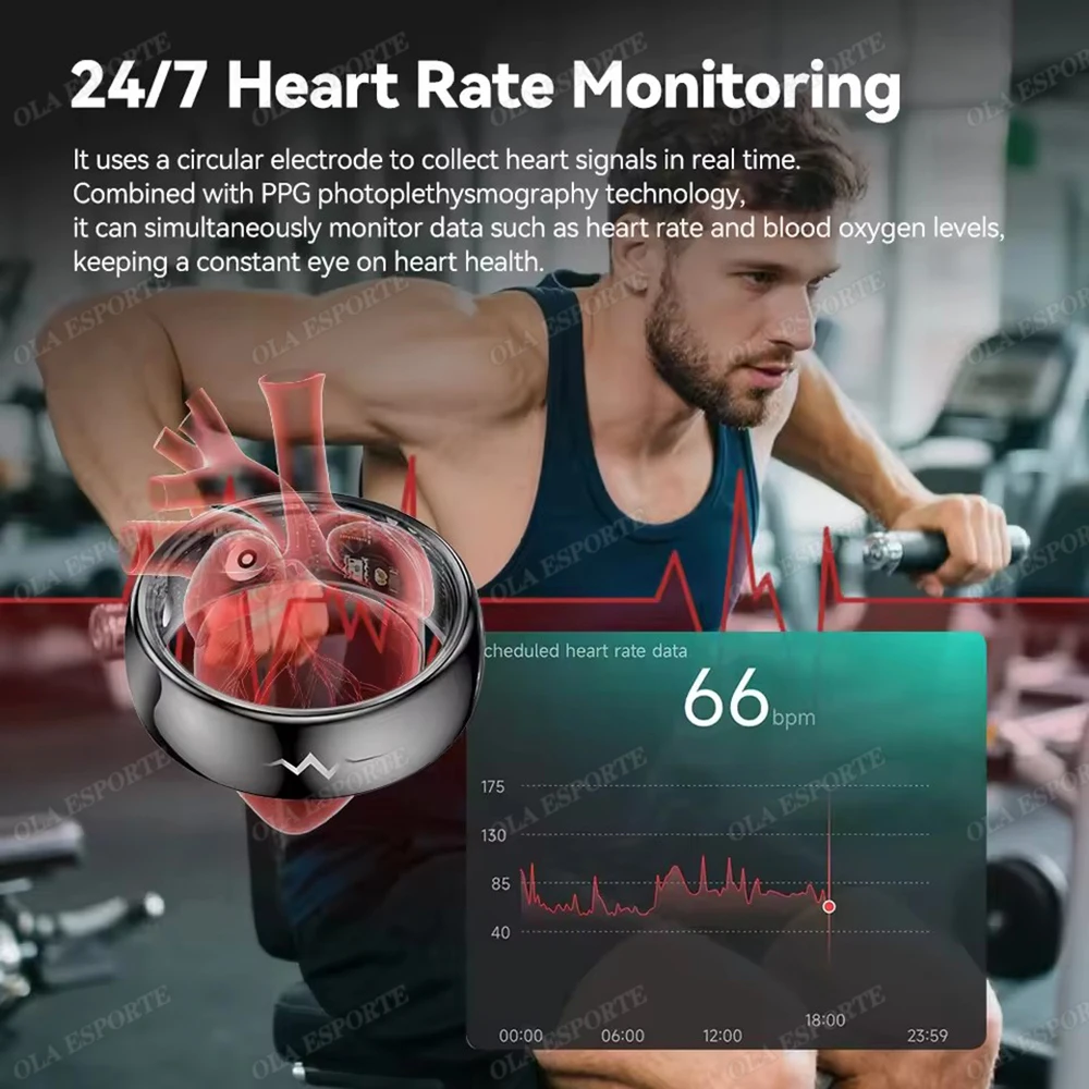 New ECG Monitor Smart Ring 2026 Heart Rate Blood Oxygen Health Monitoring Multi-sport Mode Temperature 3ATM Waterproof Smartring