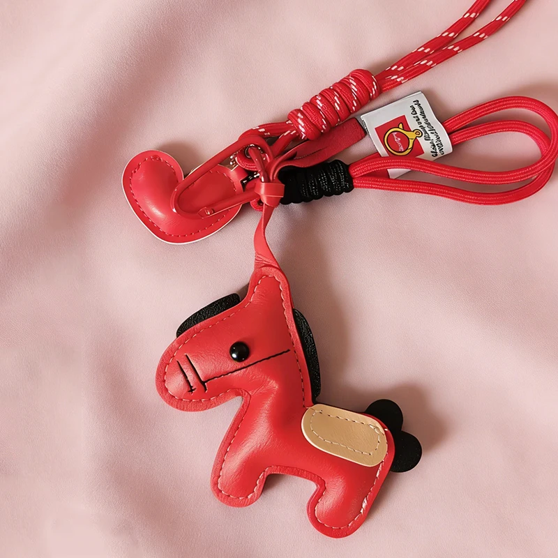 Braided Rope Keychain Leather Horse Bag Pendant Charm Fashion Bag Accessories for Handbag,Backpack Decors Car Keyring