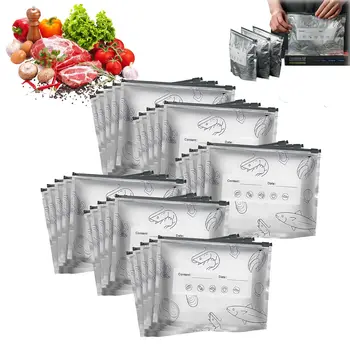 Sac coulissant réutilisable pour le stockage des aliments et la fraîcheur, 10 pièces, matériau en aluminium adapté au stockage et au congélation des aliments en cuisine 1