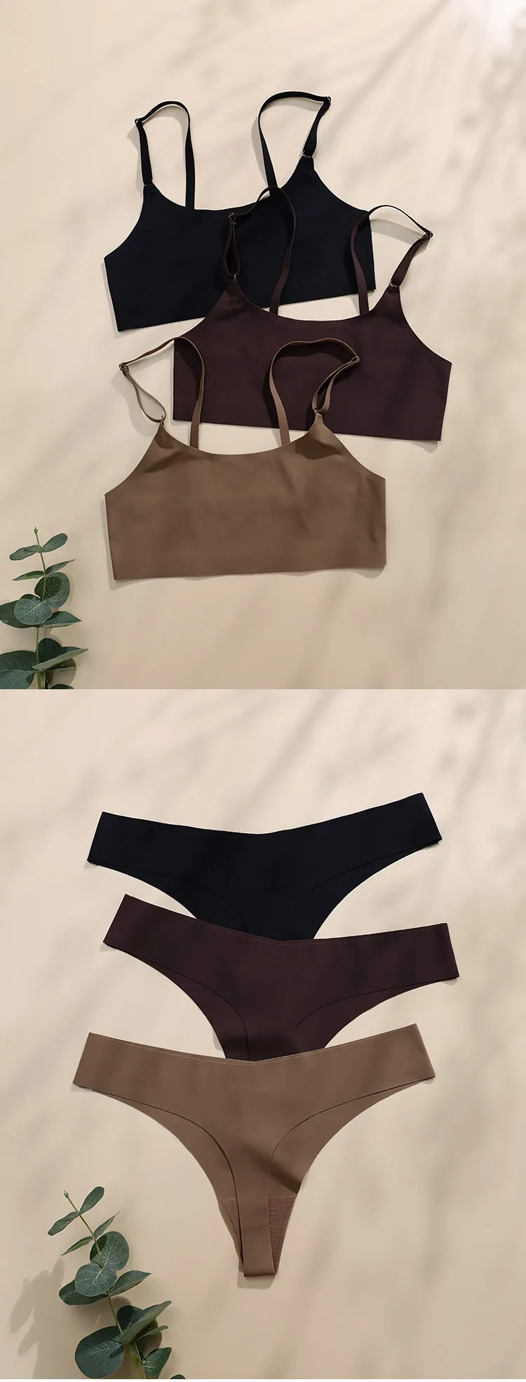 Heißer Verkauf hohe Qualität neuesten Design uns Größe stilvolle feste Eisse ide nahtlose drahtlose BHs und Frauen Unterwäsche-Set – Detail 5