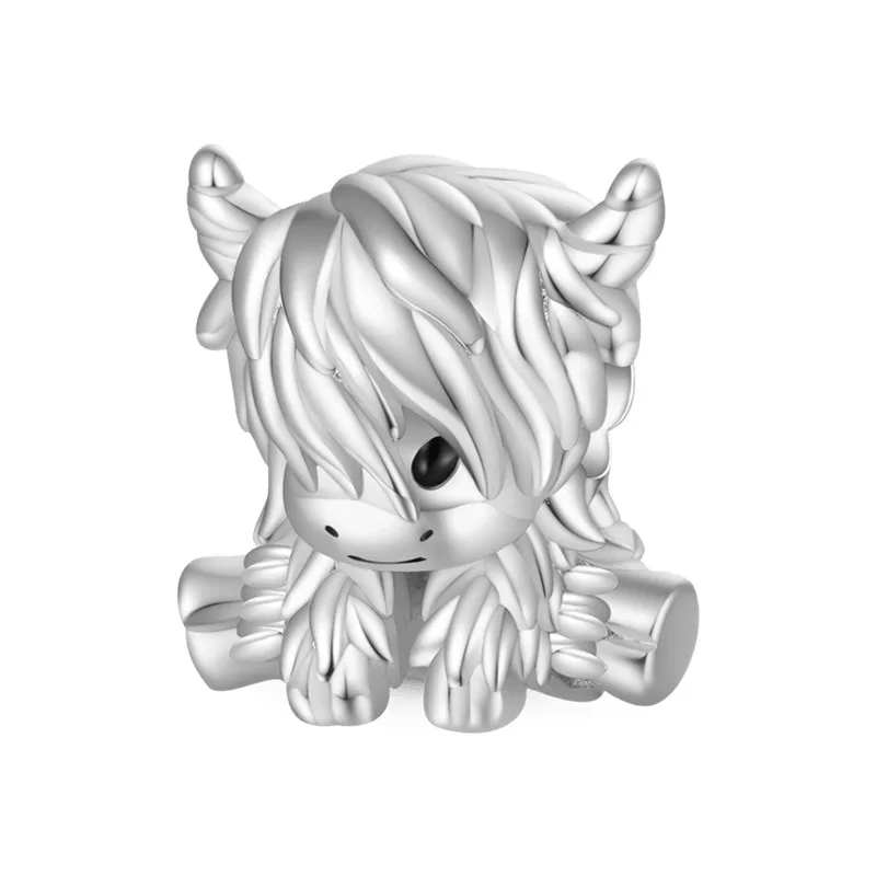 Blue eye Fox Owl Blue Gecko Highland Cow Elephant Charm Beads Fit Original European 925 Silver Bracelet DIY Women Jewelry Gifts 4