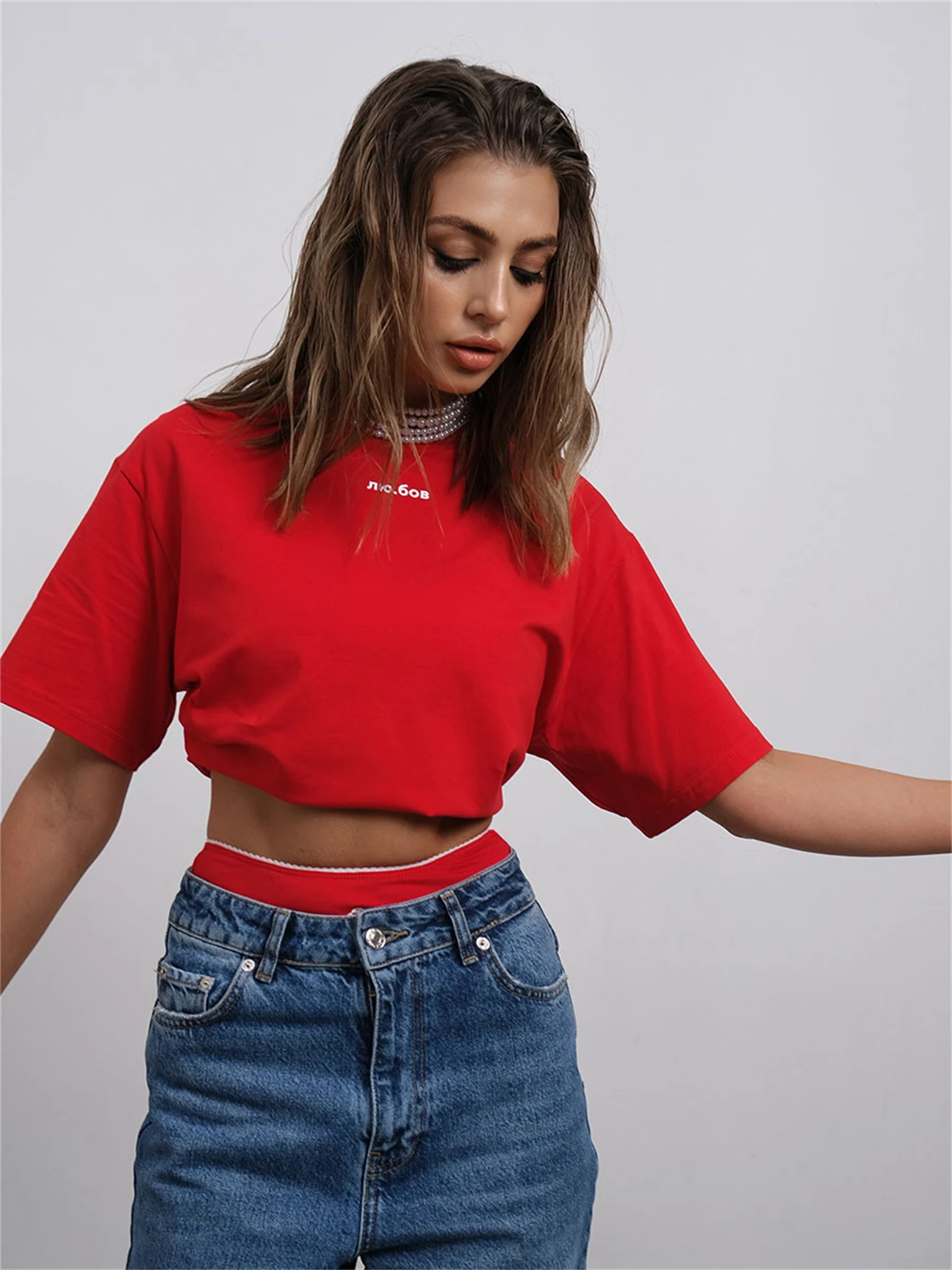 ЛЮ.БОВ Ukrainian Style Women's T-Shirt Summer Boutique Shirt Drop Sleeve Shirt Simple Casual Printed Cotton Tee 3