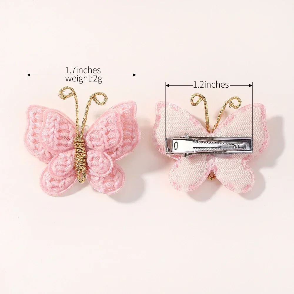 Hair Accessories 4Pcs/set Cute Baby Girls Knitting Headwear Handmade Crochet Butterfly Alloy Hairs Clips Kids Hairpins Fashion Desgin Headwear
