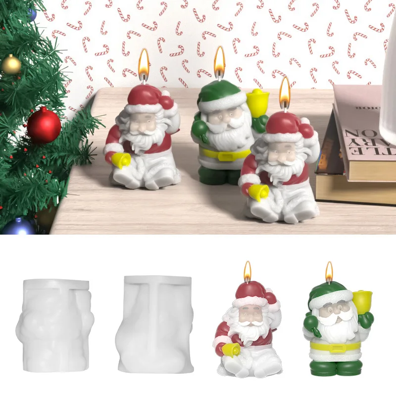 

3D Three-dimensional Silicone Candle Mold Moulded Santa Claus Aromatherapy Plaster Candle Mold Candle Making for Christmas