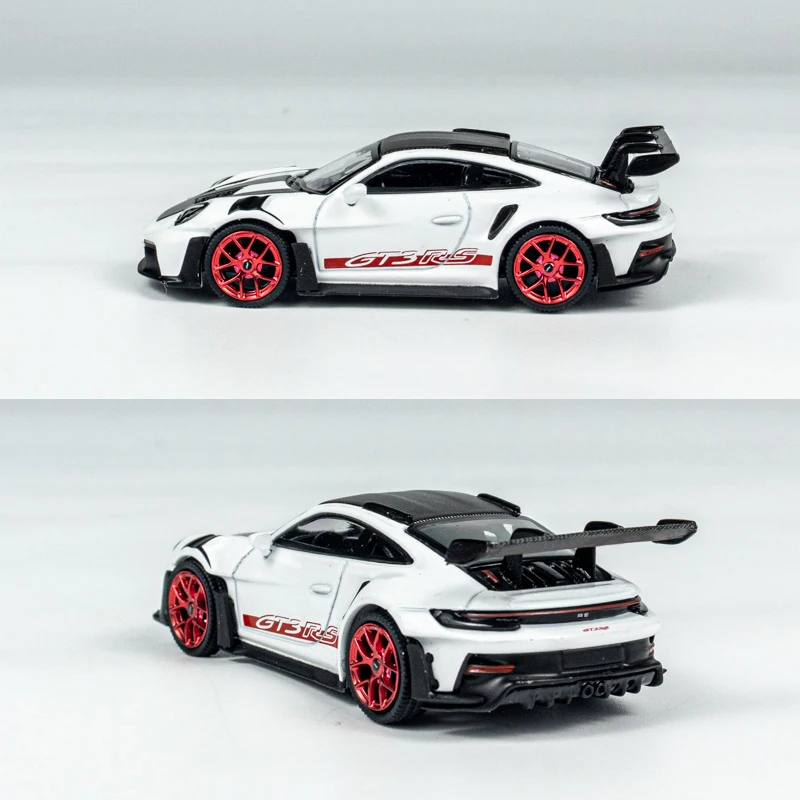 MINI GT 1/64 911 (992) GT3 RS Weissach Package White alloy car