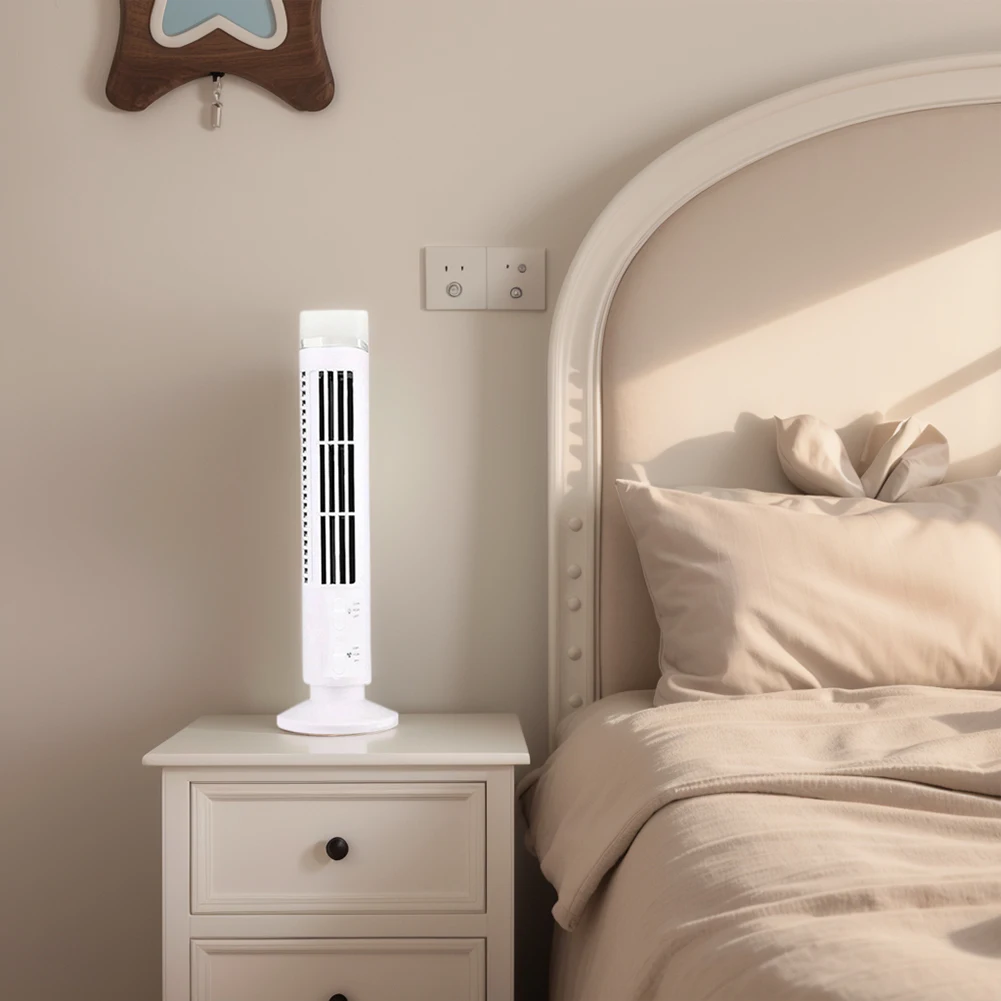 LED Tower Fan Bladeless Cooling Fan 2 Gear Speed Mini Vertical Conditioner No Leaf  for Living Room Bedroom