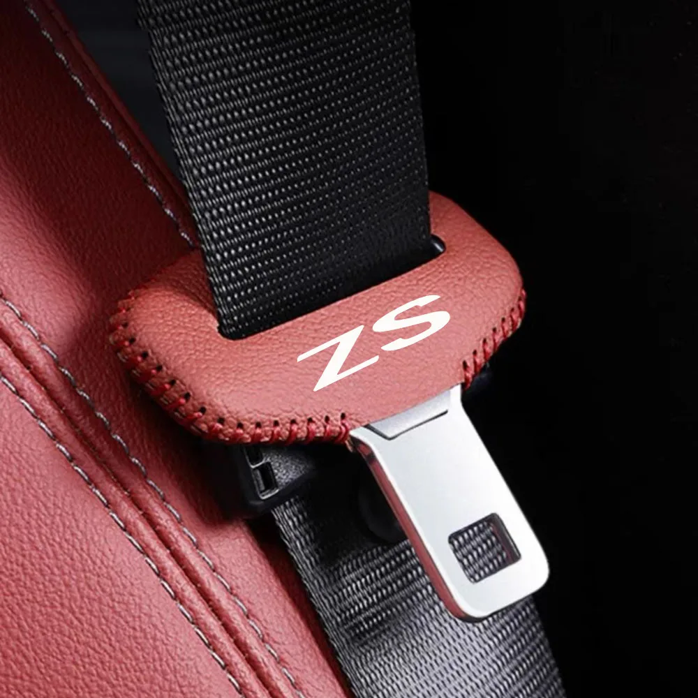 Car Seat Belt Buckle Clip Protector leather Interior Button Case Anti-Scratch Cover For MG GT HS ZS MG3 MG5 MG6 MG7 Accessories