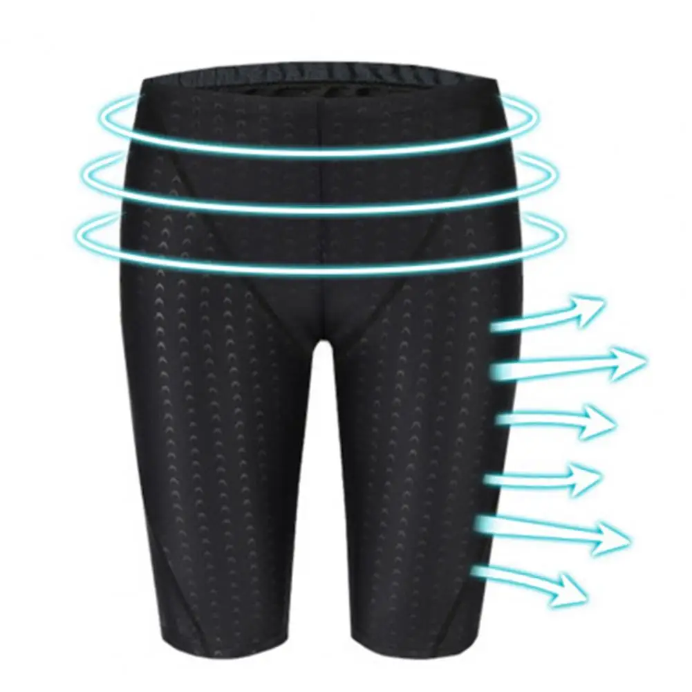 Men Swimming Shorts Waterproof Quick Dry Swimwear Swim Trunks Mid Waist Soft Breathable Solid Color Plus Size Swimming Pants