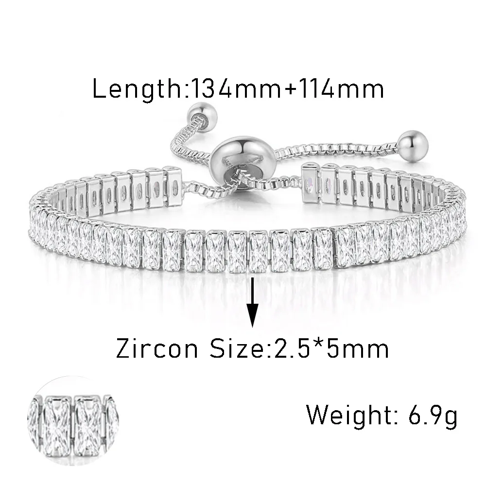 2,5 X5mm Rechteck Kristall Tennis Armbänder Bunte Zirkon Verstellbare Falten Schnalle Kette Auf Hand Partei Klassische Mode Schmuck – Detail 2