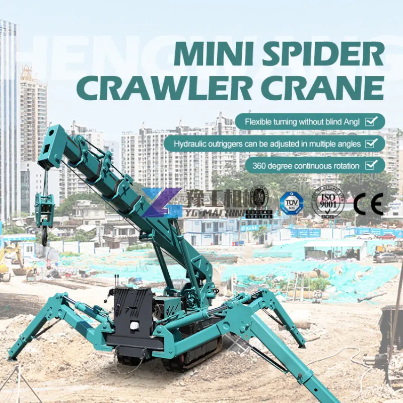 Free Shipping 5 Ton 5000kg 5T Diesel Hydraulic Telescopic Engine Drive  Electric Spider Crane