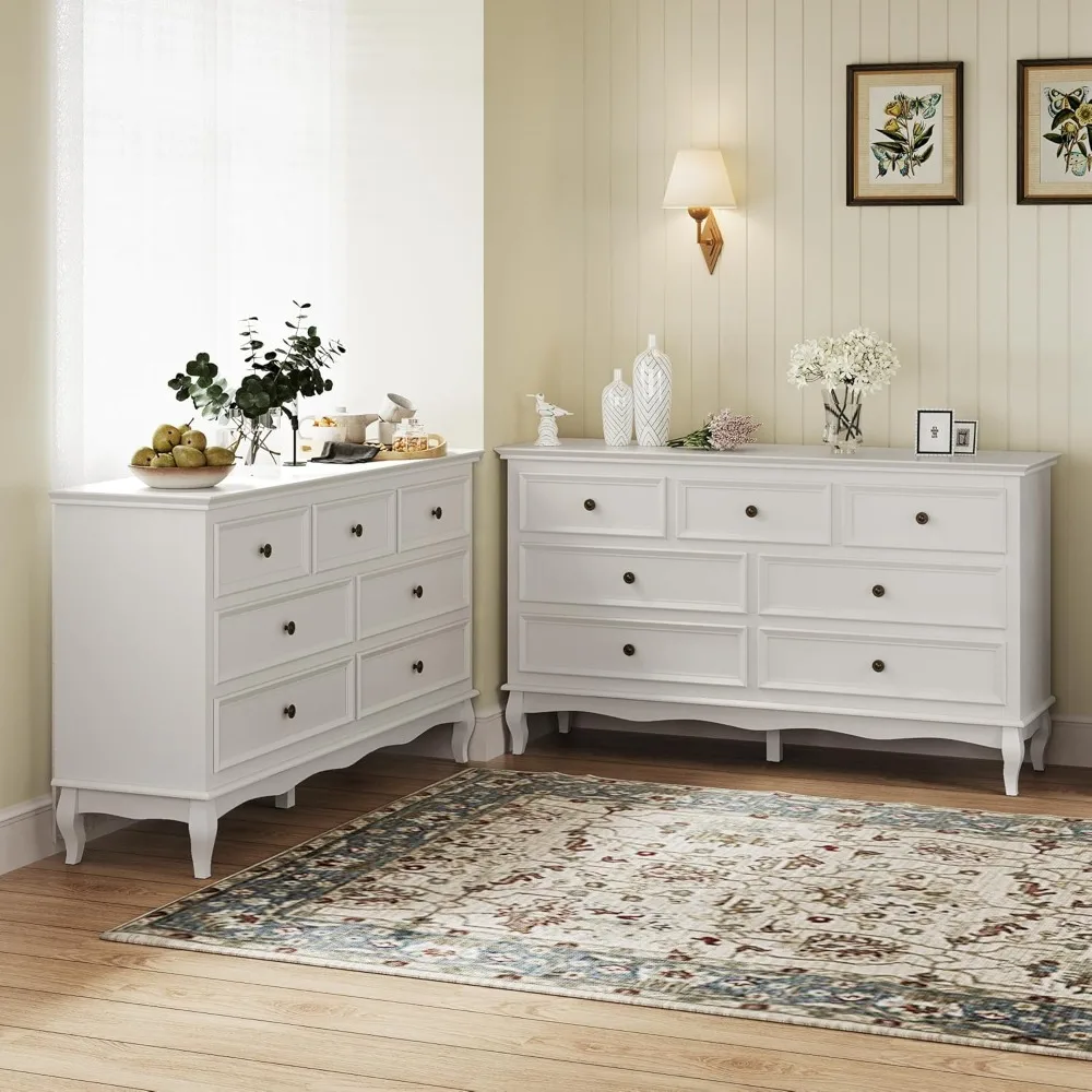 7 Drawer Dresser  of 2 for Bedroom, Modern Chest of Drawers with, Closet Cabinet Organizer for Living Room, Hallway, Dresser 2