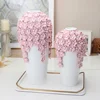 Ceramic Vase Embossed Three-dimensional Flower Pink Flower Vase Porcelain Handicraft Decoration Desktop Flower Arrangement 2