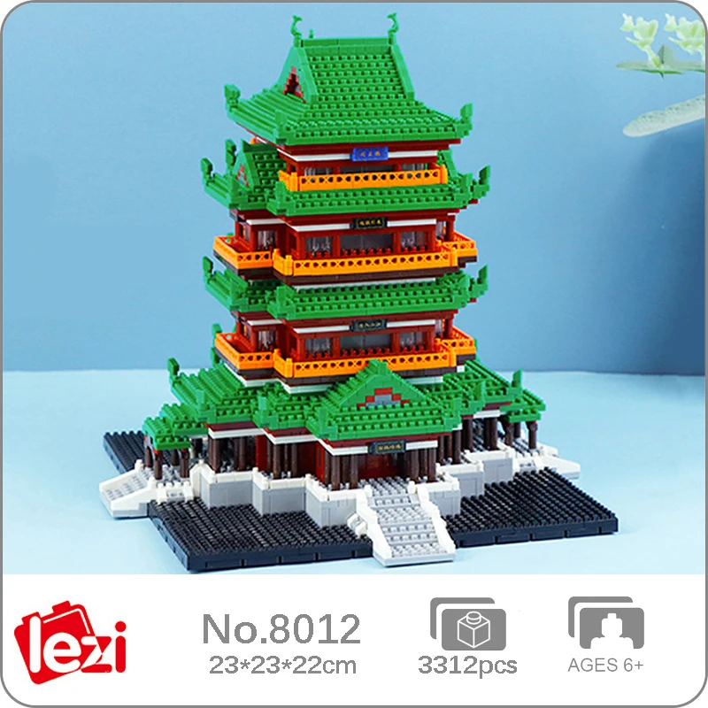 

Lezi 8012 World Architecture Tengwang Pavilion Ancient Tower Palace Mini Diamond Blocks Bricks Building Toy For Children No Box