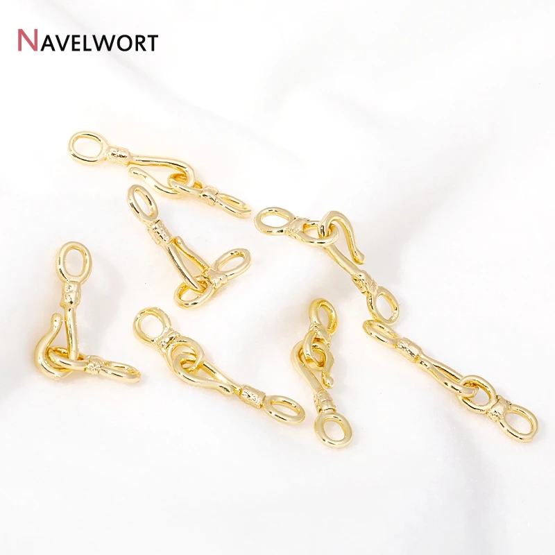 14K 금도금 황동 엔드 커넥터 걸쇠, 팔찌 목걸이 제작 용품, 보석 제작용 걸쇠, DIY 액세서리, 2 가지 크기