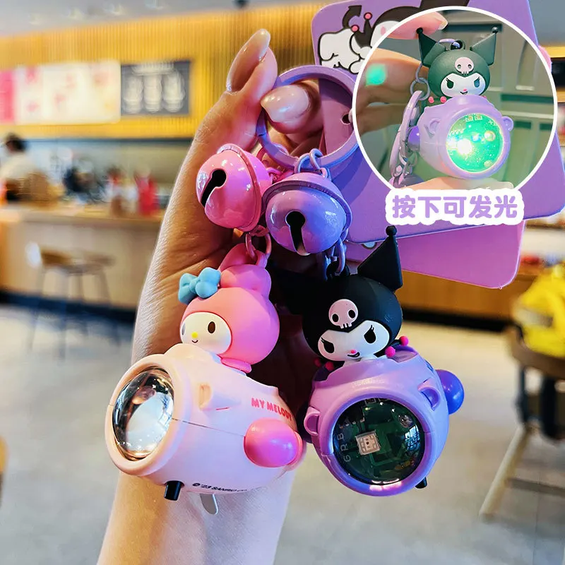 Key Chain Sanrio Keychain Sunset Light Ship Series Genuine Kuromi Hello Kitty Cinnamoroll Backpack Pendant Car Keyring Kids Gift