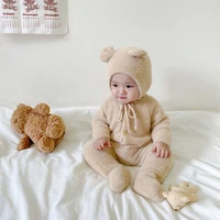 Winter Newborn Toddler Boys and Girls Bear One-piece Climbing Suit Children Fashion Warm Baby Simple Soft Homewear Clothes 1