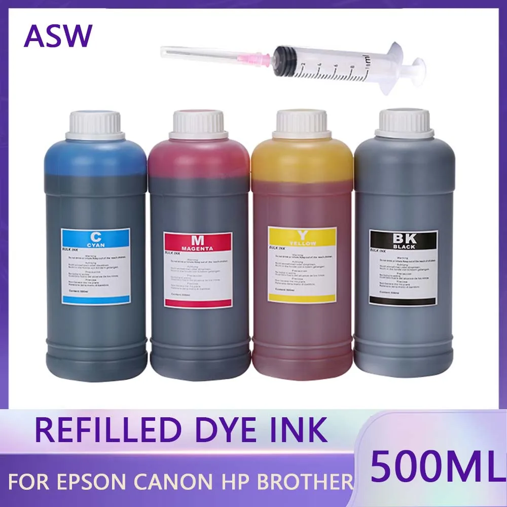 

4 Color 500ML Universal Refill Ink kit for Epson for Canon for HP for Brother Inkjet Printer CISS Cartridge Printer Ink