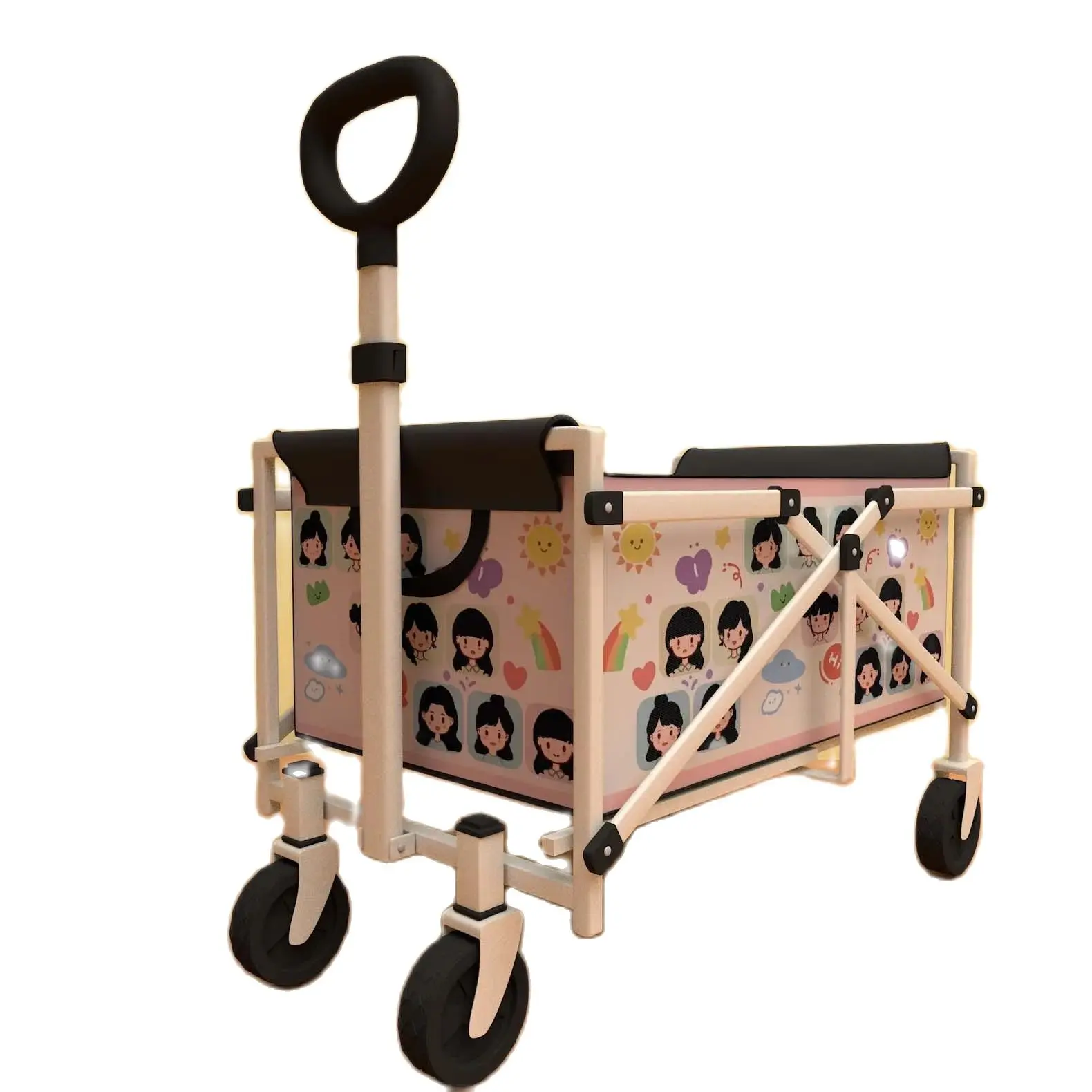 

Wheeled Folding Cart Wagon Large Capacity Multifunction Cart Garden Park outdoor beach Camping carts Portable Barbecue Trolley