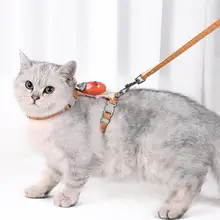 

Kitten Cat Carrot Harness Leash Set Cartoon Cute Adjustable Pom Engineering Buckle Traction Rope Chest Strap For Outdoor Walking