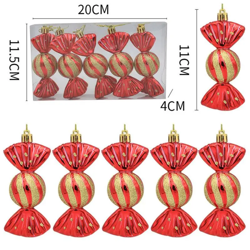 6 piezas de piruletas navideñas con forma de bastón de caramelo, adornos colgantes para árbol de Navidad, decoraciones navideñas para el hogar, regalo de Año Nuevo 2024