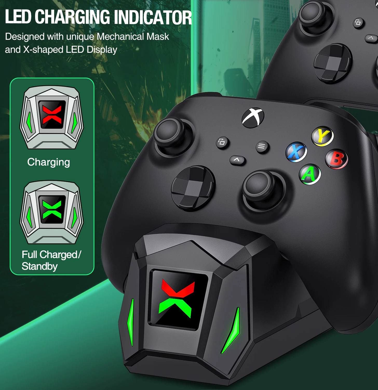 Xbox one xおよびElite用のコントローラー充電器,2つの
