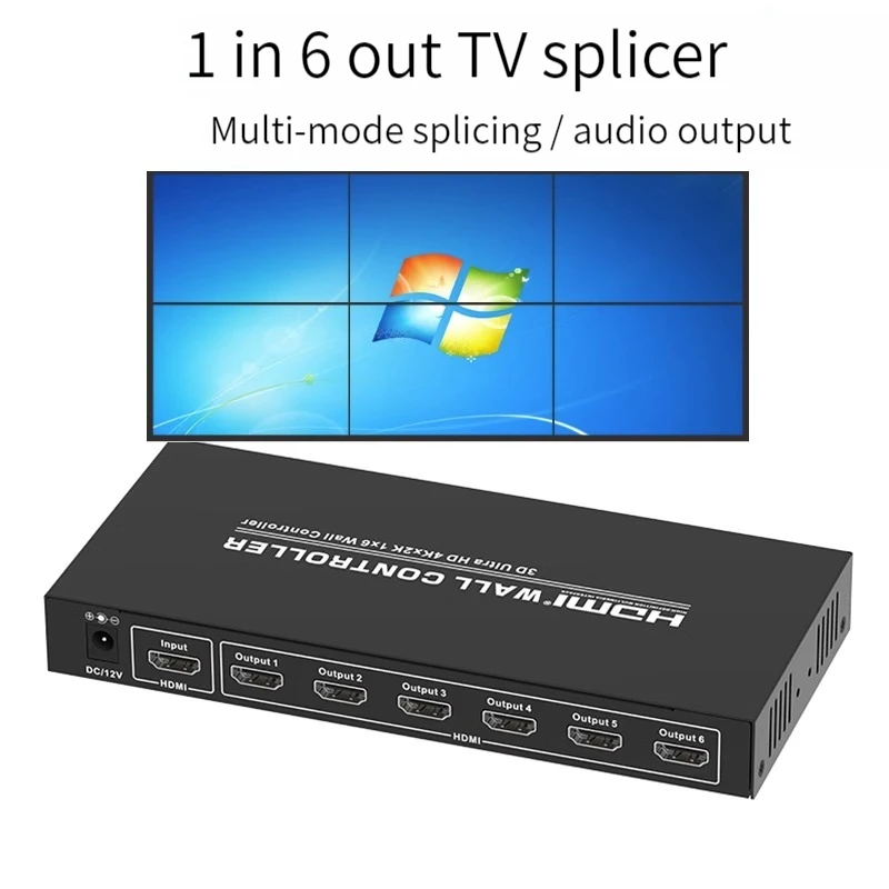 2x3 Video Wall Controller  2x2 2x3 3x2 TV Wall 6 Screen Video Wall Stitching Processor TV Splicer for 6 TV Splicing Display