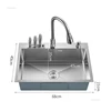 Modern Thickened Kitchen Sinks for Restaurant Brushed Metal Multi-functional Sink Simple Commercial Kitchen Sink for Dining Room 6