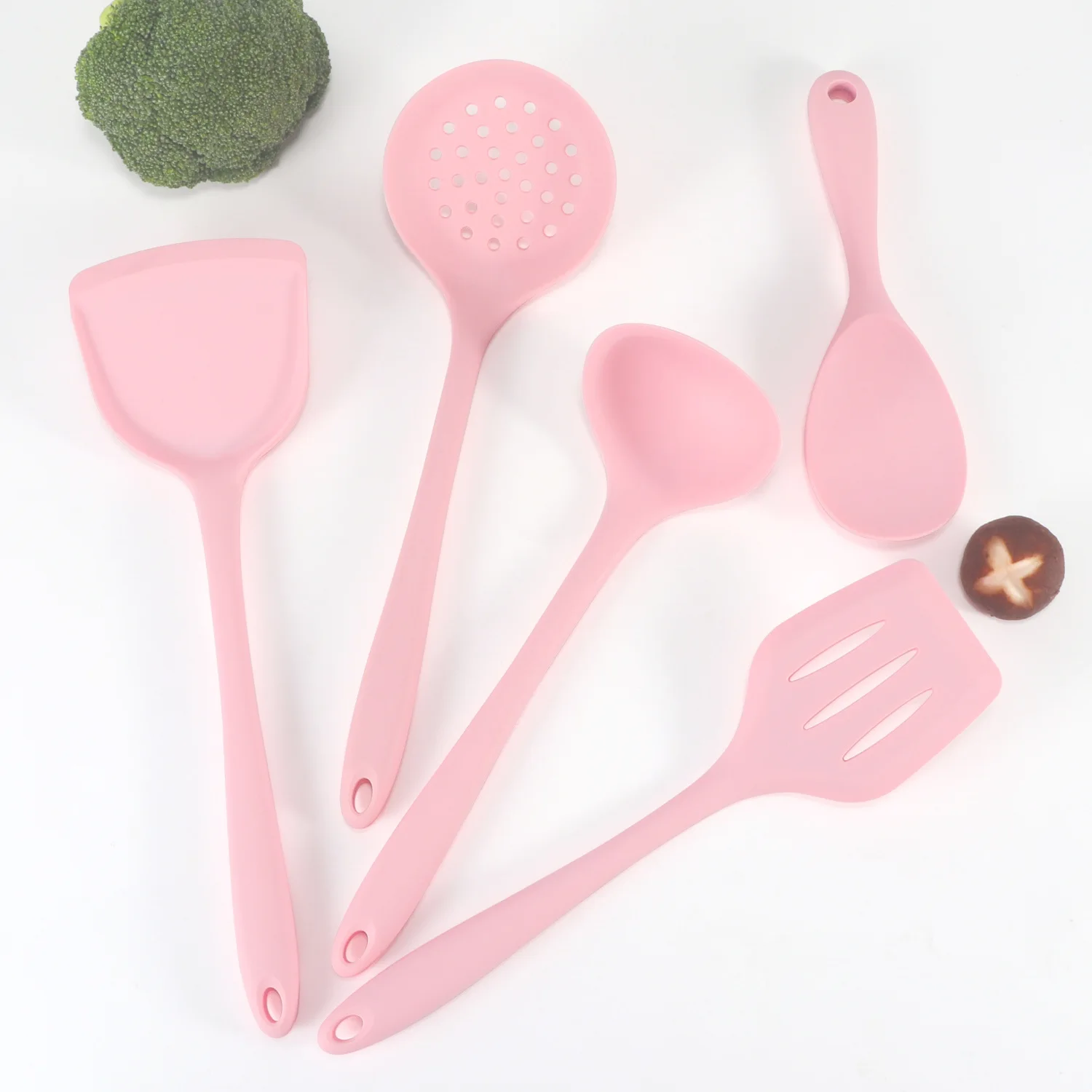 1Pcs Non Stick Pink Silicone Heat-Resistant Kitchen Cookware Spatula Soup Spoon Shovel Turner Utensil Cooking Tools Kitchenware