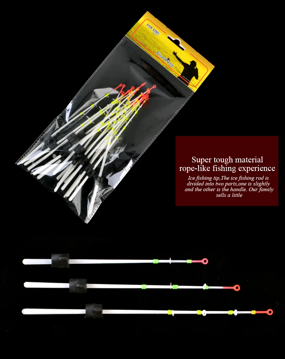 Fish King Winter Ice Fishing Rod Top 5pcs/pack Colorful 120mm 140mm