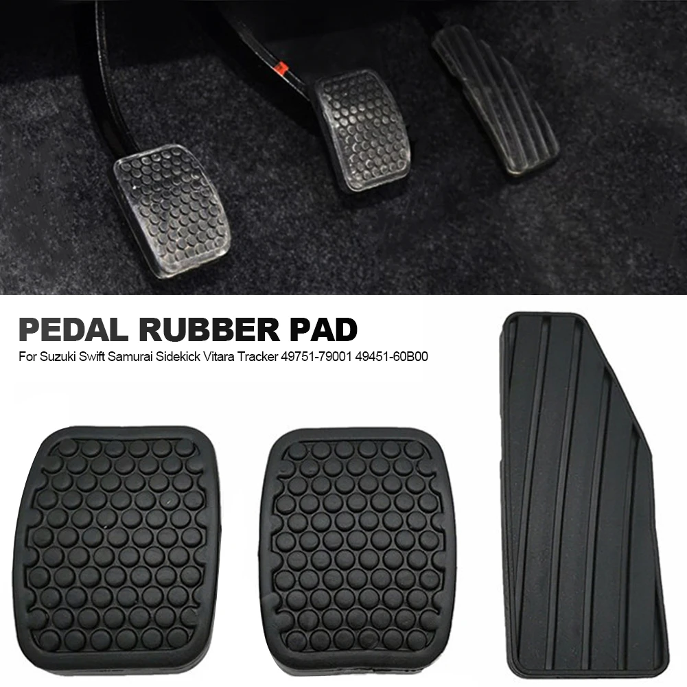 3PcsSetBrakeClutchAcceleratorPedalRubberPadCoverKitforSUZUKI