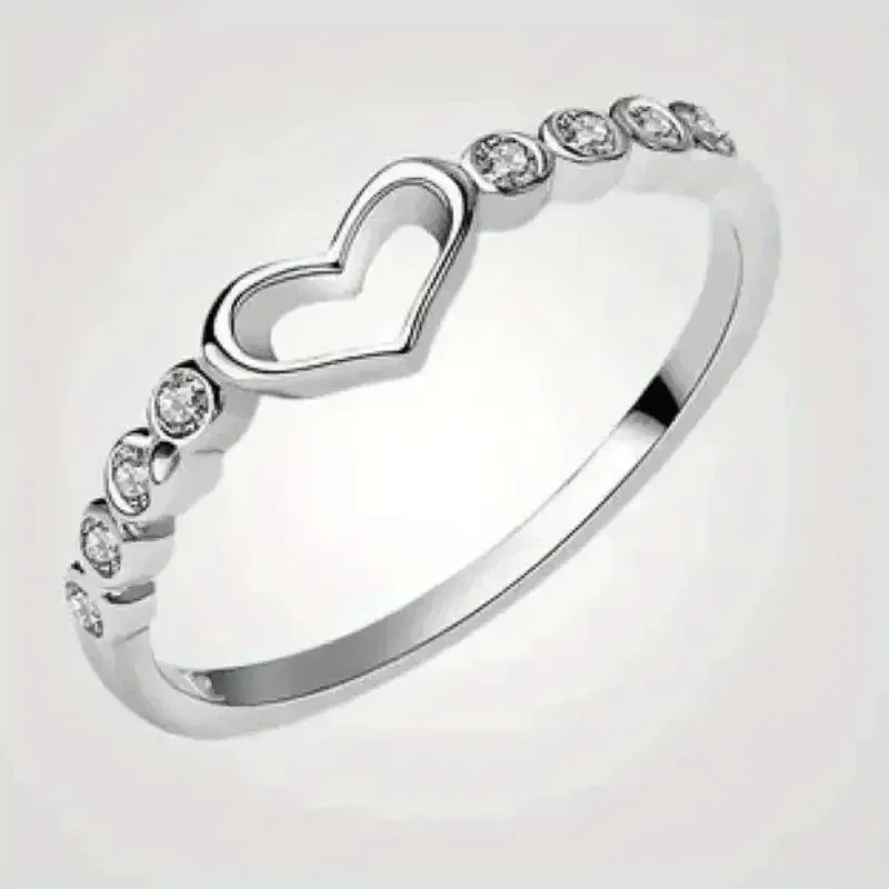 Minimalism Hollow Heart Finger Rings For Women Exquisite Thin Wedding Bands Accessories Anniversary Gift Statement Jewelry wedding rings finger rings fashion rings fashion ring
