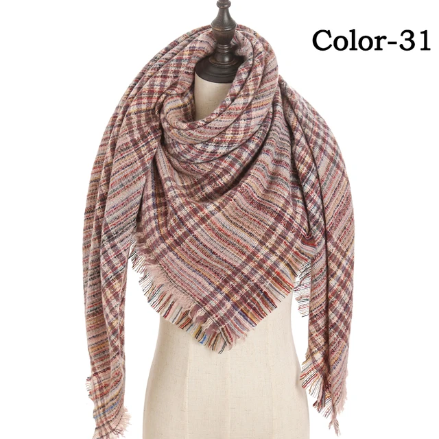2021 new Cashmere Scarf For Women Plaid Knitted Triangle Pashmina Winter Warm Shawl Wraps Bufanda Female Soft Neck Echarpe UE-31