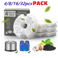 4/8/32Pcs Replaced Activated Carbon Replacement Fountain Filters For Cat Pet Dog Water Drinking Dispenser Replacement Set 1
