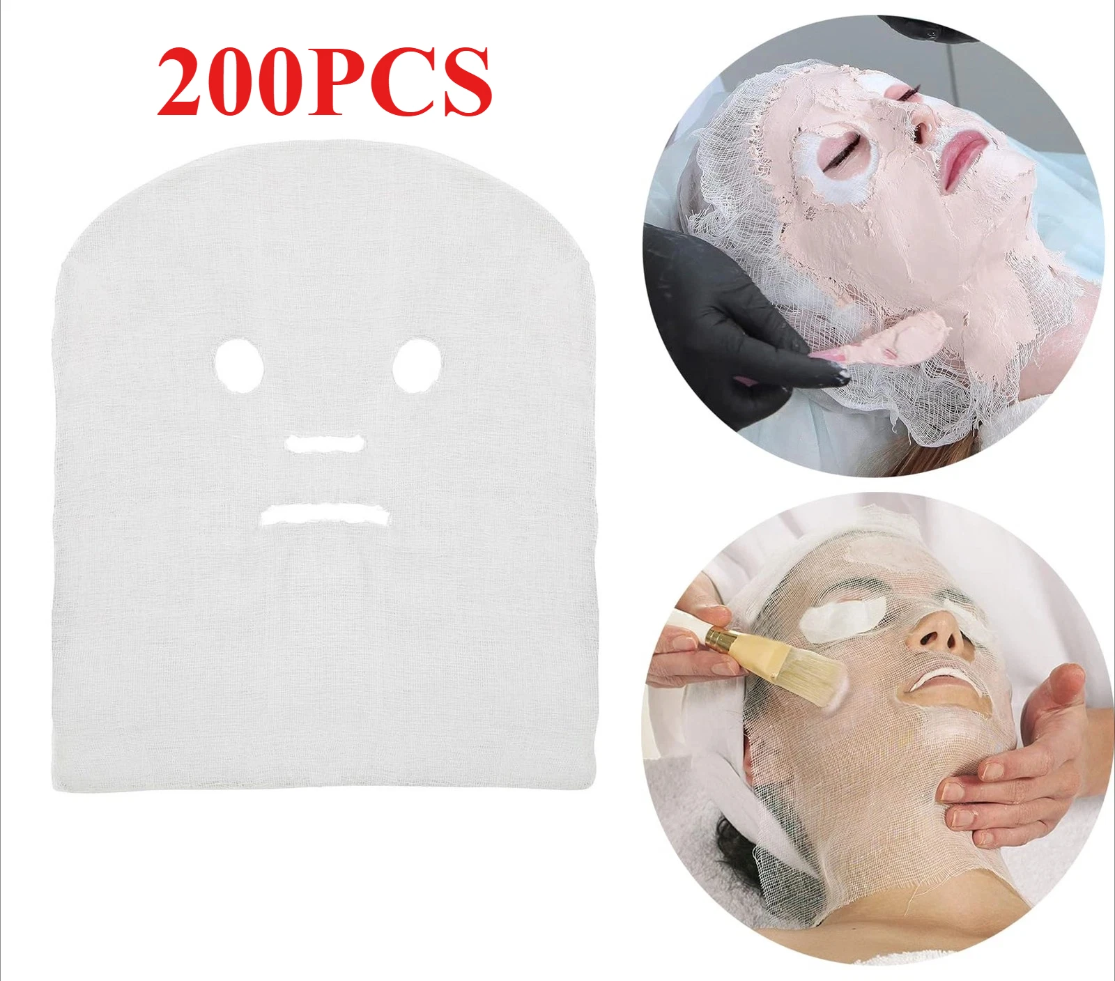 100% Pure Cotton Disposable Facial Gauze Masks - Soft, Highly Absorbent, Non-Irritating Beauty Essentials (Pack of 200)