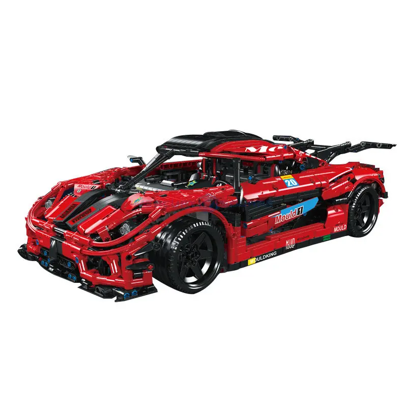 One Serirs Red Supercar Moc 13121 Blocks High Tech Fast Speed Run Vehicle Model Building Bricks Furious Creative Toy Gift Boys